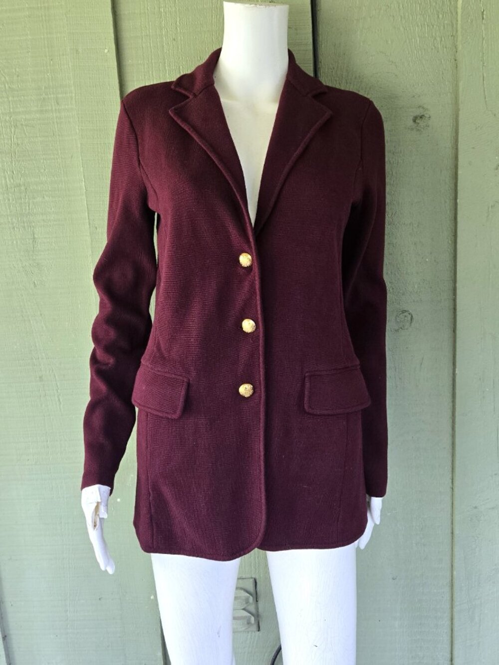 NWT LAUREN Ralph Lauren Burgundy Knit Jacket Blazer Medium